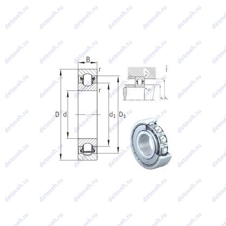 Подшипник BXRE08-2Z чертеж