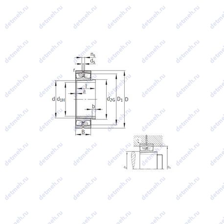 Подшипник 23168-B-K-MB+AH3168G чертеж