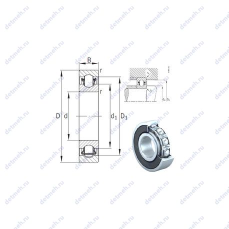 Подшипник BXRE208-2RSR чертеж