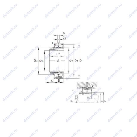 Подшипник 23238-B-K-MB+H2338 чертеж