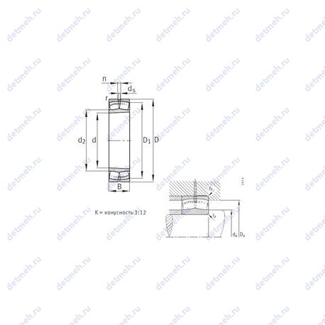 Подшипник 23238-B-K-MB чертеж
