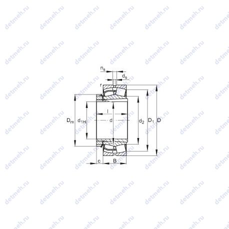 Подшипник 23238-E1-K + H2338 чертеж