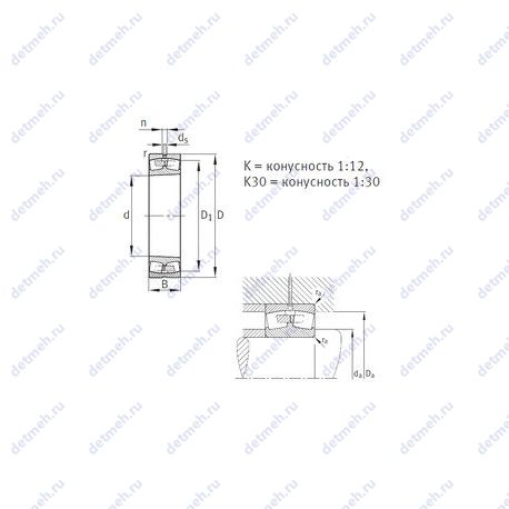 Подшипник 23272-B-K-MB чертеж