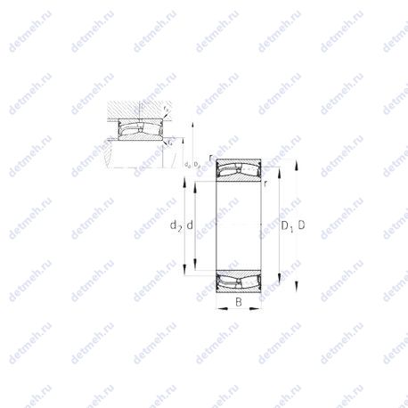 Подшипник 24030-E1-2VSR-H40 чертеж