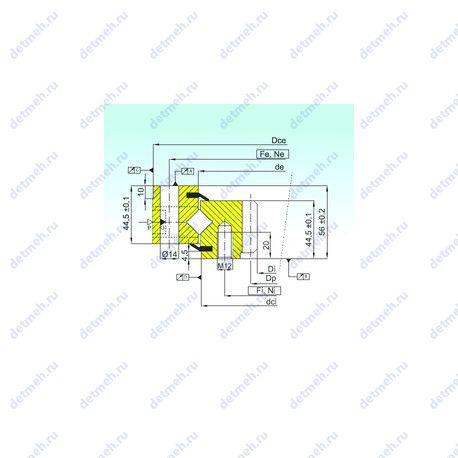 Подшипник ZR1.14.0414.201-3SPTN чертеж