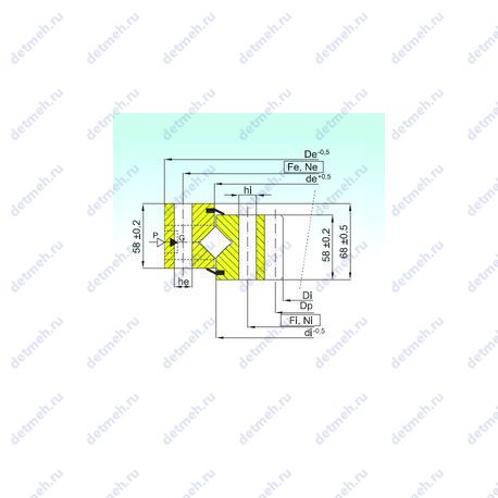 Подшипник ZR1.16.1204.400-1SPPN чертеж