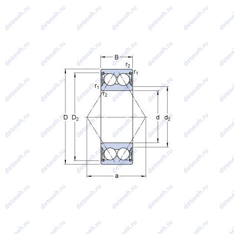 Подшипник 3204 A-2RS1 чертеж