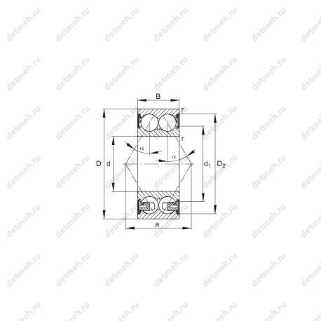 Подшипник 3303-BD-2Z-TVH чертеж