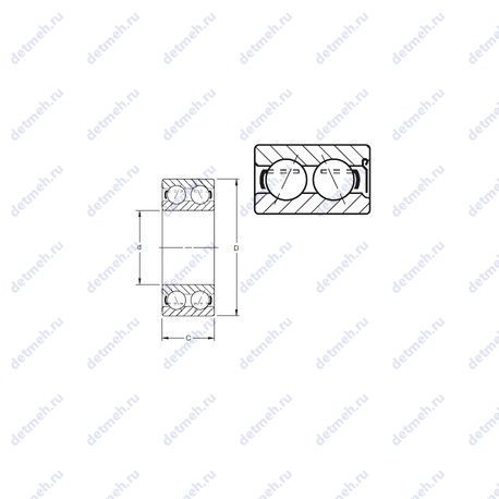 Подшипник 5208WD чертеж