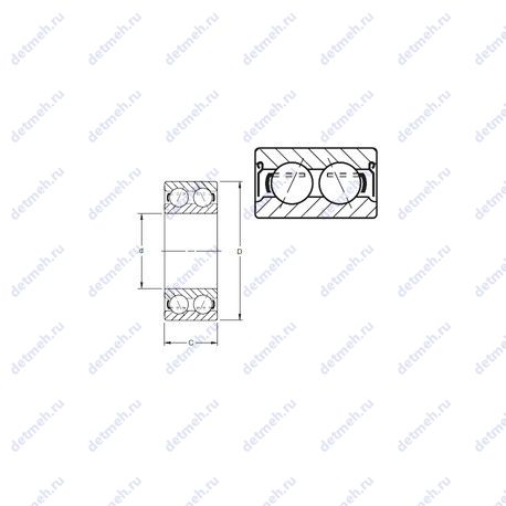 Подшипник 5304KDD чертеж