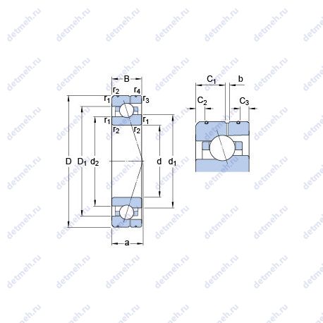 Подшипник 7005 ACE/HCP4AL чертеж