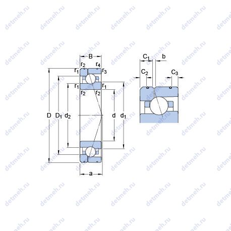 Подшипник 7007 ACE/HCP4AL1 чертеж