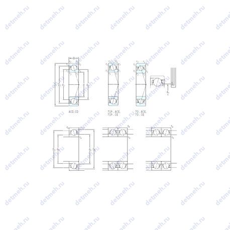 Подшипник 7007 CB/HCP4A чертеж