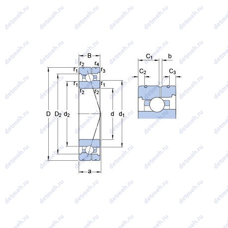 Подшипник 7010 CB/P4AL чертеж