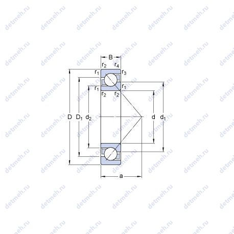 Подшипник 7204 BECBPH чертеж