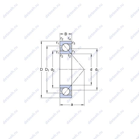 Подшипник 7205 BECBPH чертеж