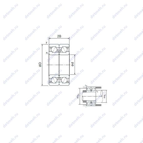 Подшипник 7301CDB чертеж