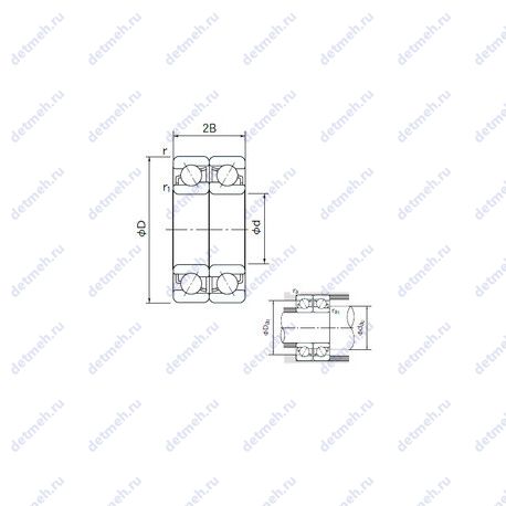 Подшипник 7301CDF чертеж