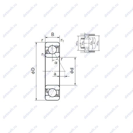 Подшипник 7301C чертеж