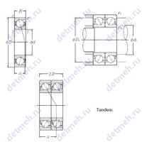 Чертеж подшипника 7308DT