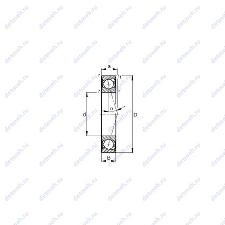 Подшипник B7022-C-2RSD-T-P4S чертеж