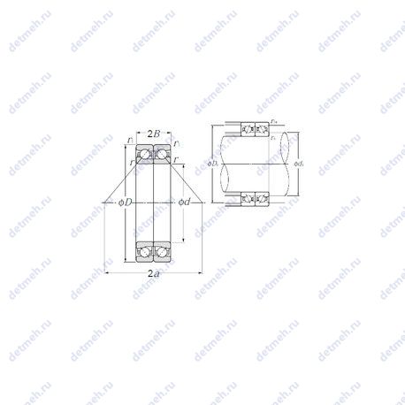 Подшипник HTA005DB чертеж