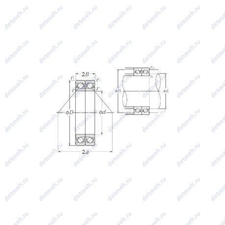 Подшипник HTA040DB чертеж