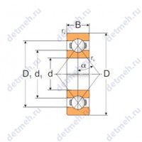 Чертеж подшипника QJ222M