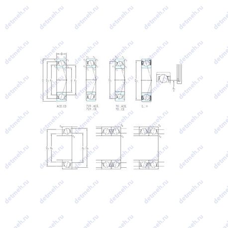 Подшипник S7005 CE/HCP4A чертеж