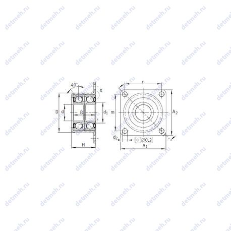 Подшипник ZKLR2060-2RS чертеж